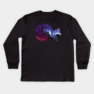 Space Fox (Blue) Kids Long Sleeve T-Shirt